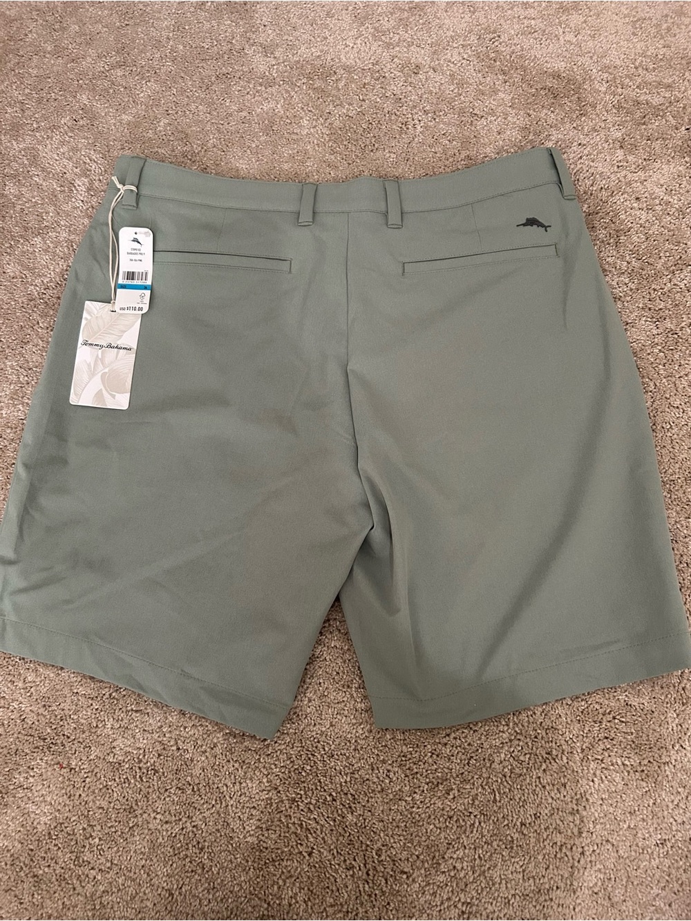 Tommy Bahama Olive Green Flat-Front Performance Shorts - Picture 3 of 5